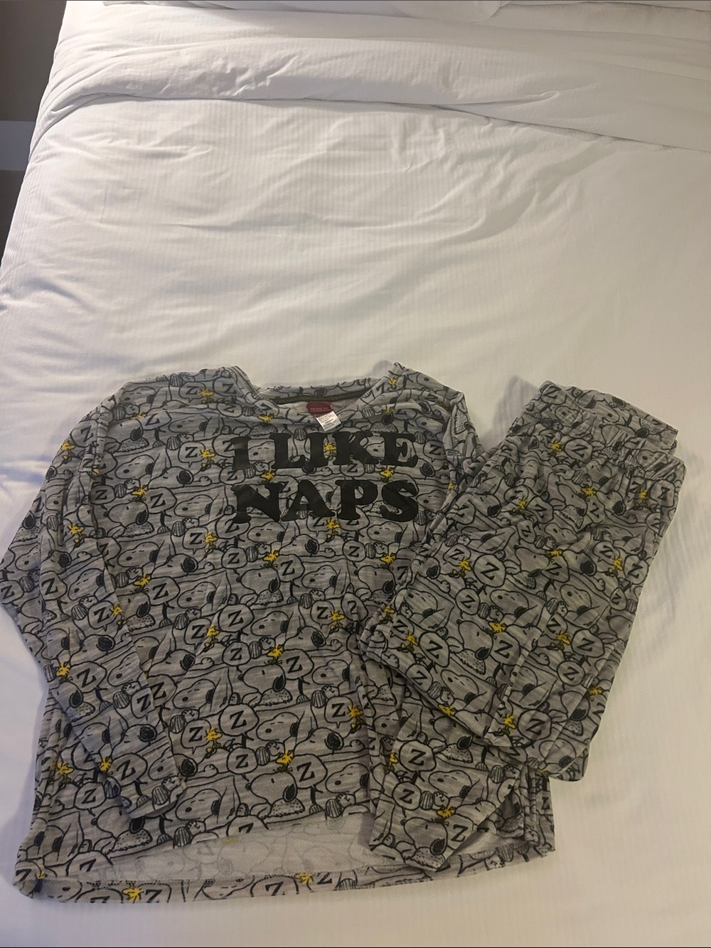 Cozy Gray 'I Like Naps' Snoopy Print Pajama Set